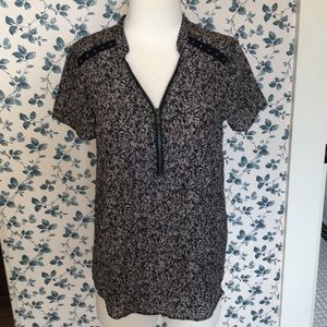 Ikks Silk zip front top Sz 38